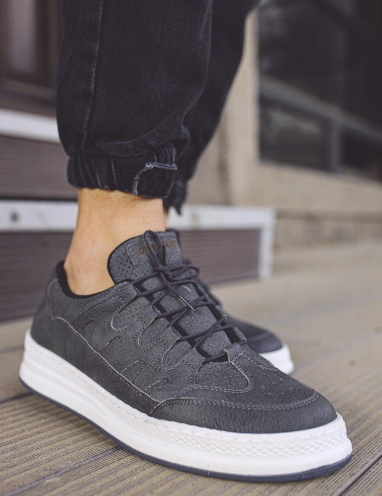 Ανδρικά ανθρακί Sneakers με κορδόνια CH040 φωτογραφία